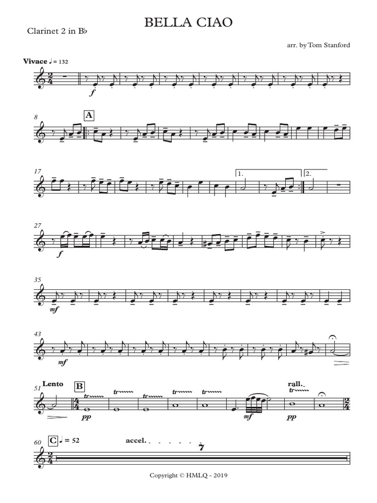 Bella Ciao Clarinet 2 Pdf