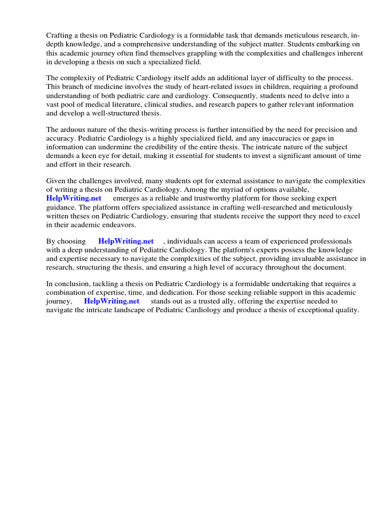 Thesis Topics in Pediatric Cardiology PDF
