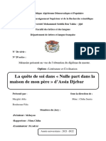 La Quête de Soi Dans Nulle Part Dans La Maison de Mon Père D'assia Djebar