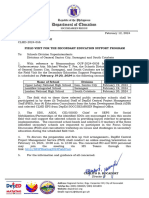 Region Memorandum CLMD 2024 056 FIELD VISIT FOR THE SECONDARY EDUCATION SUPPORT PROGRAM