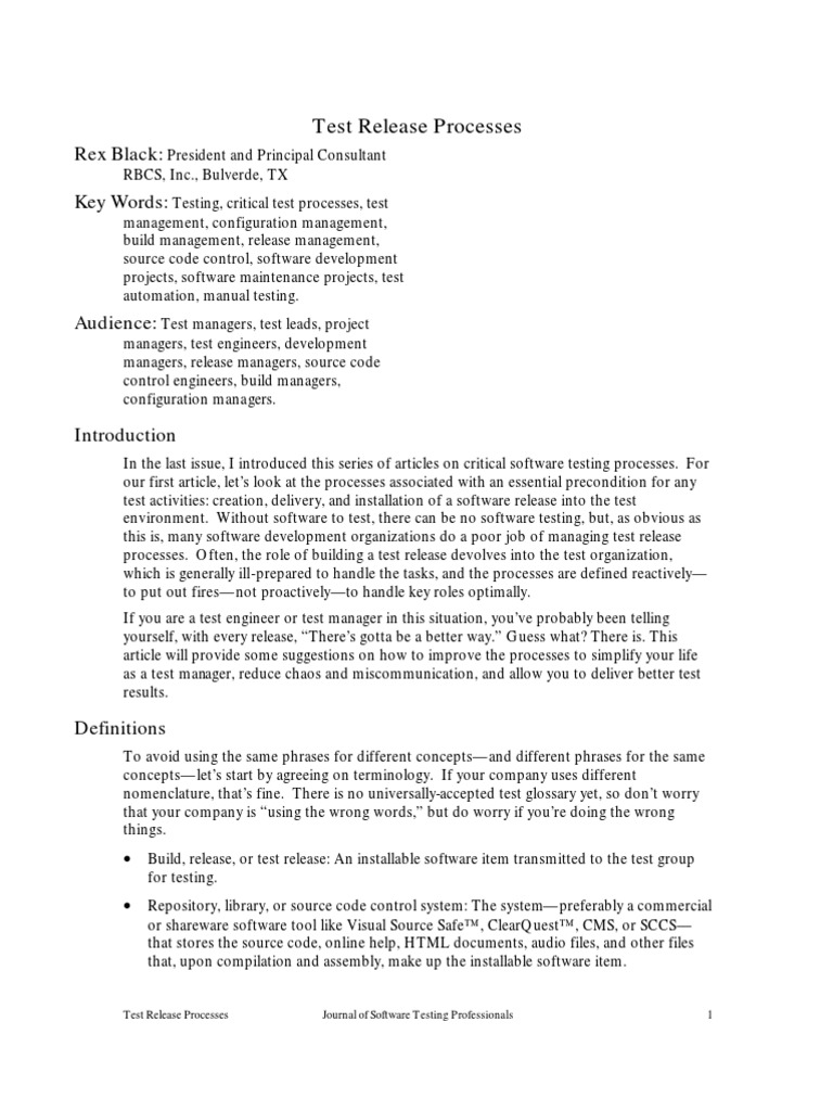 Testing Release Management Processes (Article) | PDF | Software Testing ...