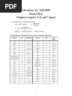 Chemistry 1A Fall 2010 Exam 2 Key Chapters 4 (Part), 5, 6, and 7 (Part)