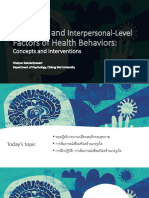 Individual and Interpersonal Level Factors of Health Behaviors