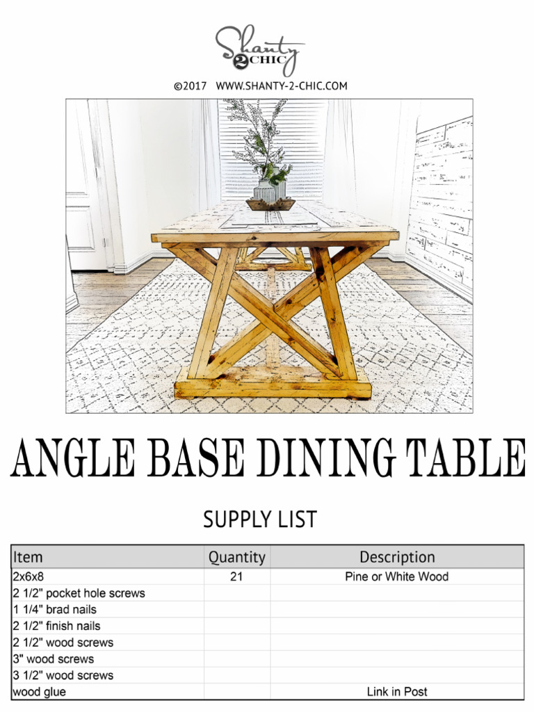 Angle Base Dining Table PDF