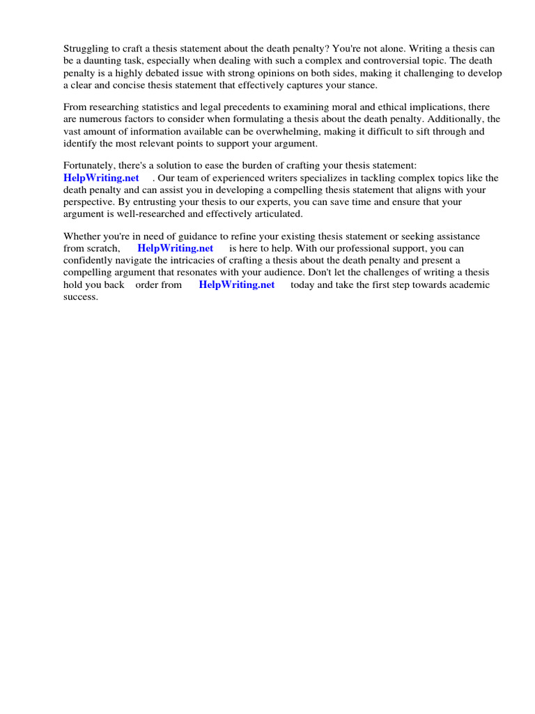 Thesis statement examples about the death penalty pdf