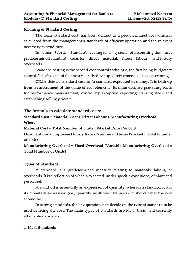 Standard Costing | PDF