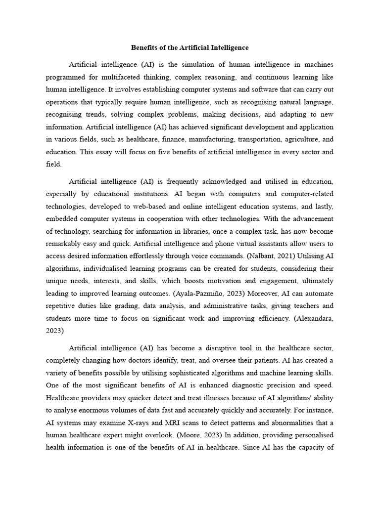 Benefits of artificial intelligence pdf artificial intelligence