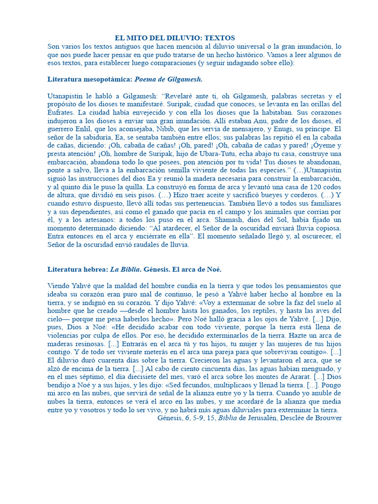 El Mito del Diluvio Universal | PDF | Arca de Noé | Mito de la inundación