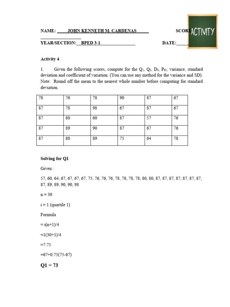 Cardenas, John Kenneth M. - A4-L2 | PDF | Coefficient Of Variation ...
