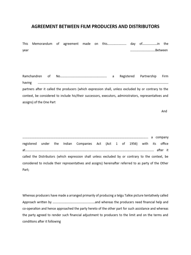 Film Producers and Distributors Agreement | PDF | Justice | Crime ...