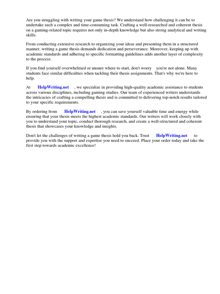 Game Thesis | PDF