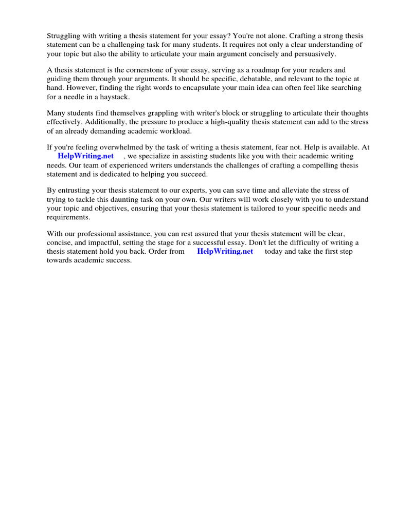 How To Write Thesis Statement For An Essay | PDF | Essays | Thesis