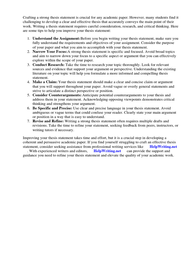 How To Improve My Thesis Statement Download Free Pdf Essays Thesis