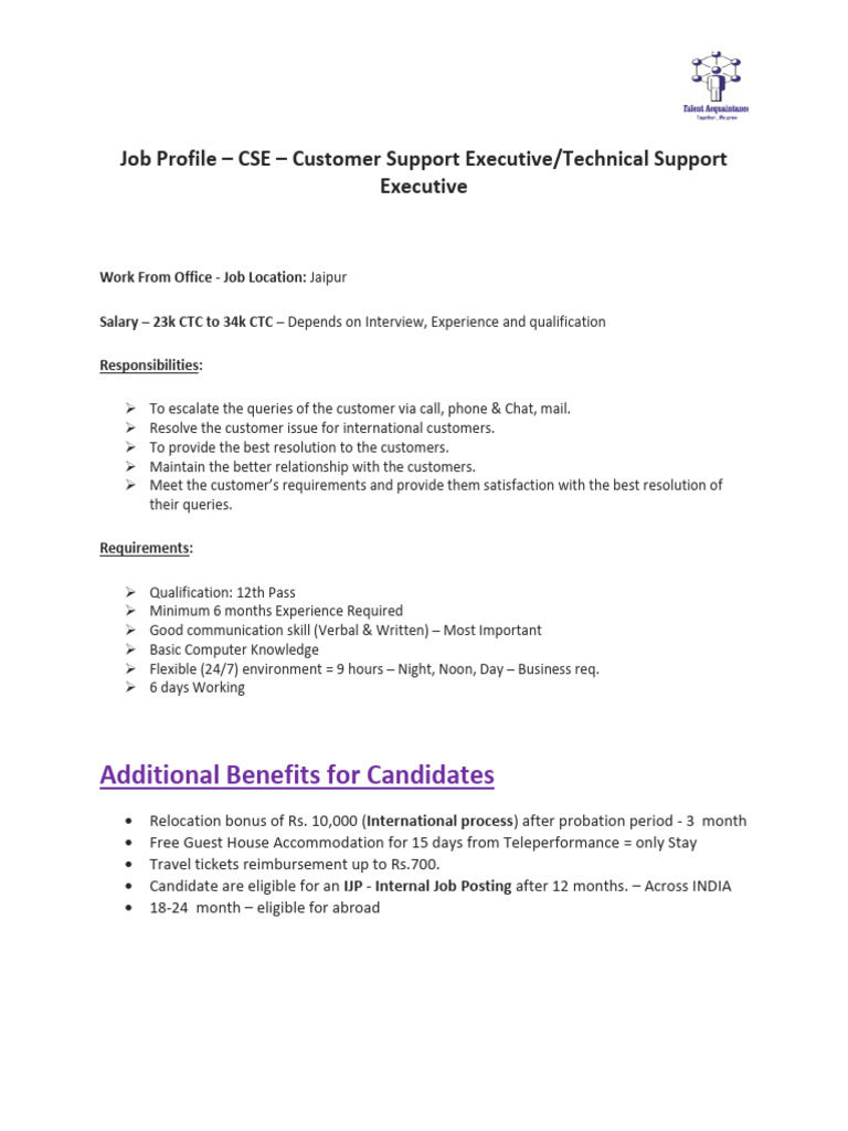 Job Description - Teleperformance | PDF