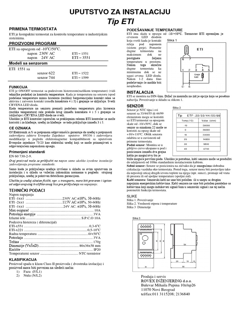 Eti Termostat Kontroler Uputstvo | PDF
