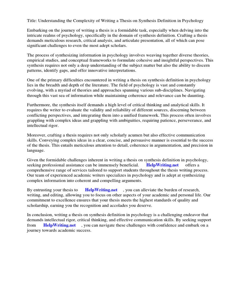 Synthesis Definition Psychology PDF Essays Dialectic
