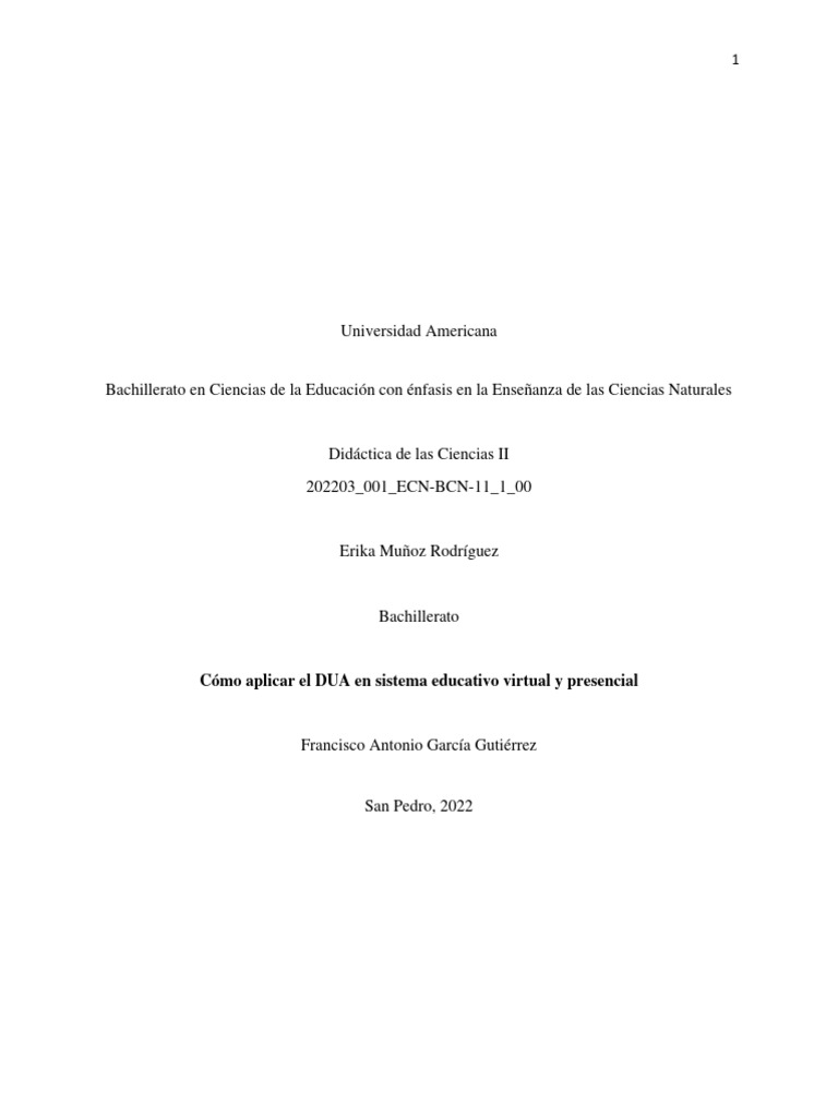 Aplicación del DUA en Educación Inclusiva | PDF | Aprendizaje | Plan de ...
