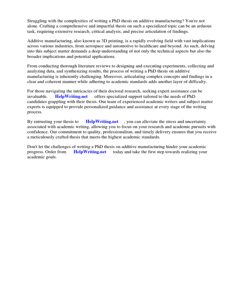 Phd thesis on additive manufacturing pdf 3 d printing thesis