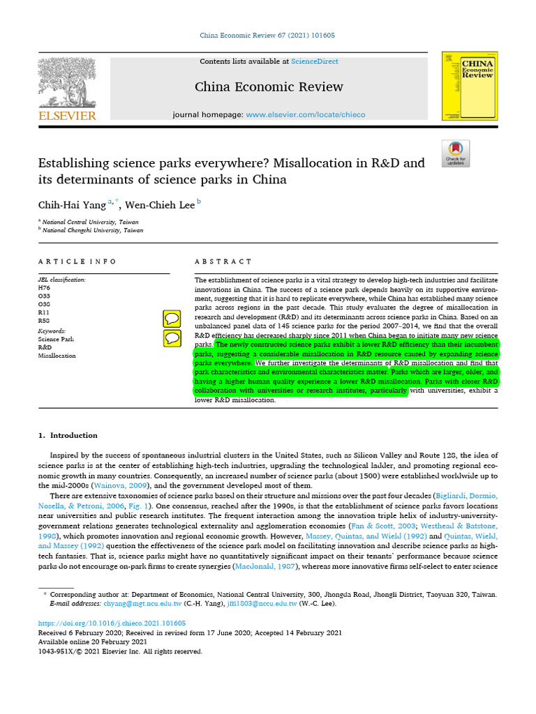 Establishing Science Parks Everywhere Misallocation In R D And Its