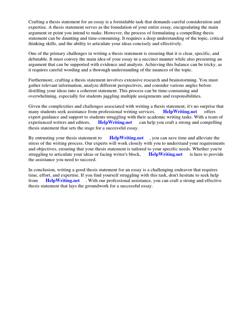 How To Write A Good Thesis Statement For A Essay Pdf Essays Thesis