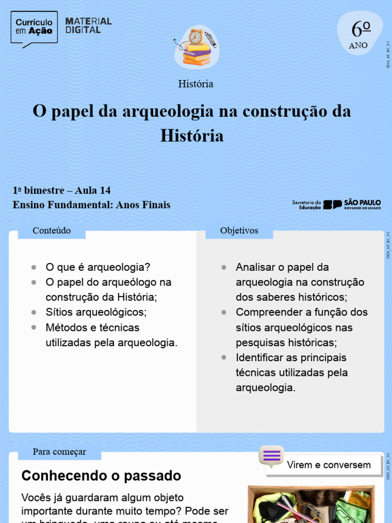 O Papel da Arqueologia na História | PDF | Arqueologia | Artefato ...