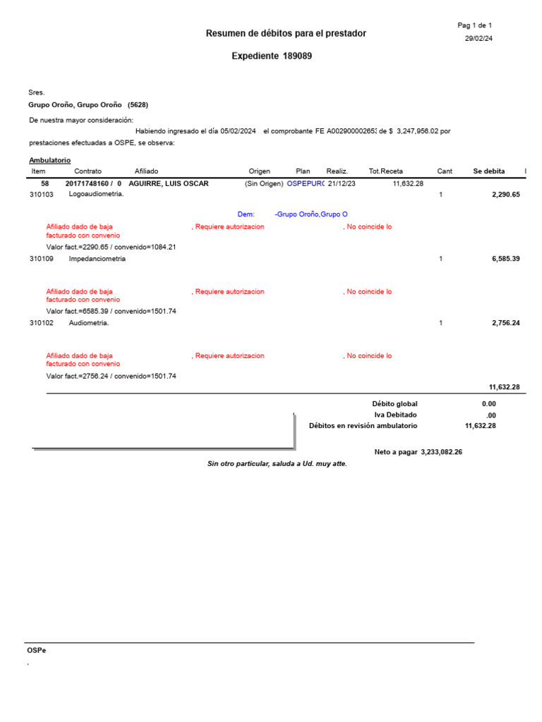 Debito Exp 189089 | PDF