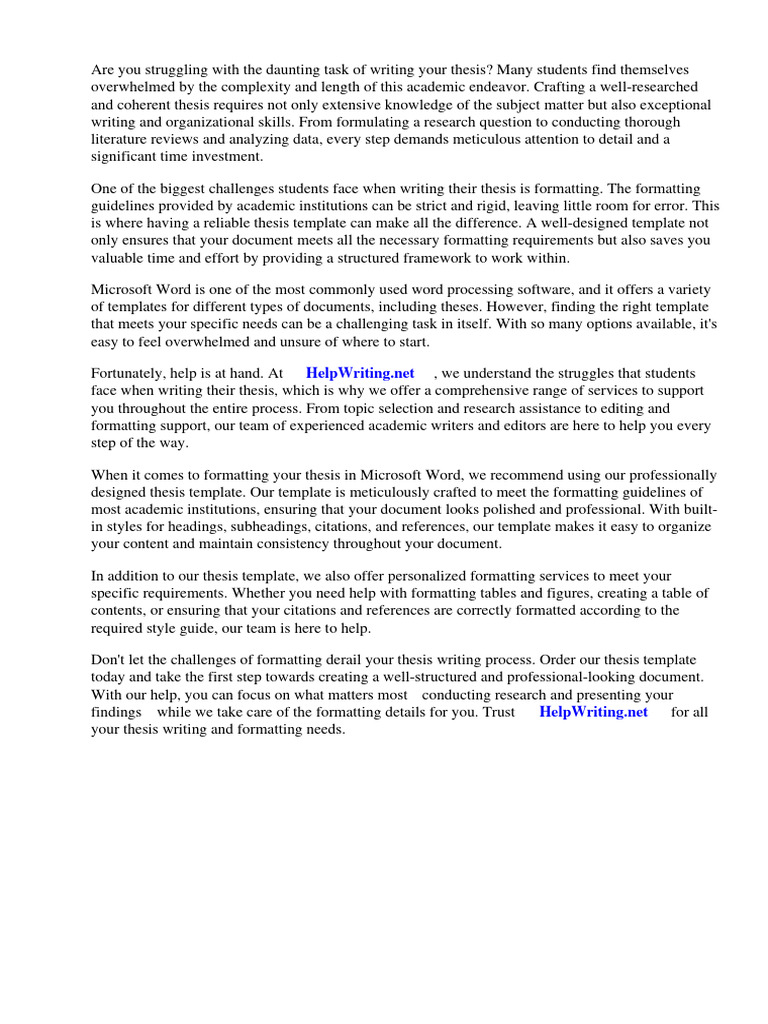 Thesis Template Microsoft Word | PDF