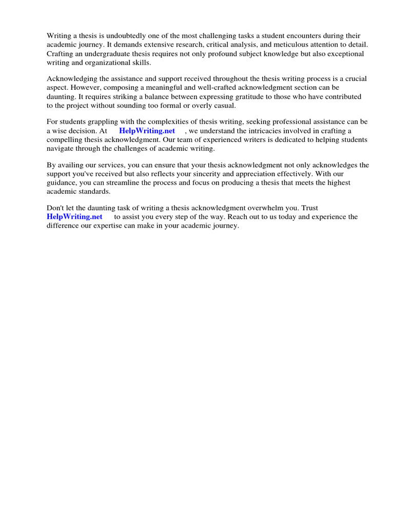 Undergraduate Thesis Acknowledgement Example | PDF | Thesis | Doctor Of ...