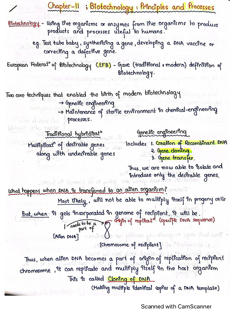 Handwritten - Complete Biotechnology | PDF