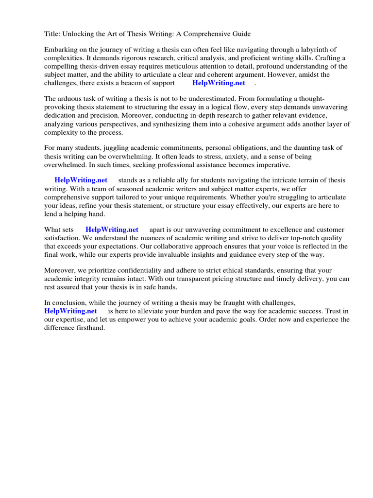 Thesis Driven Essay Example | PDF | Essays | Thesis