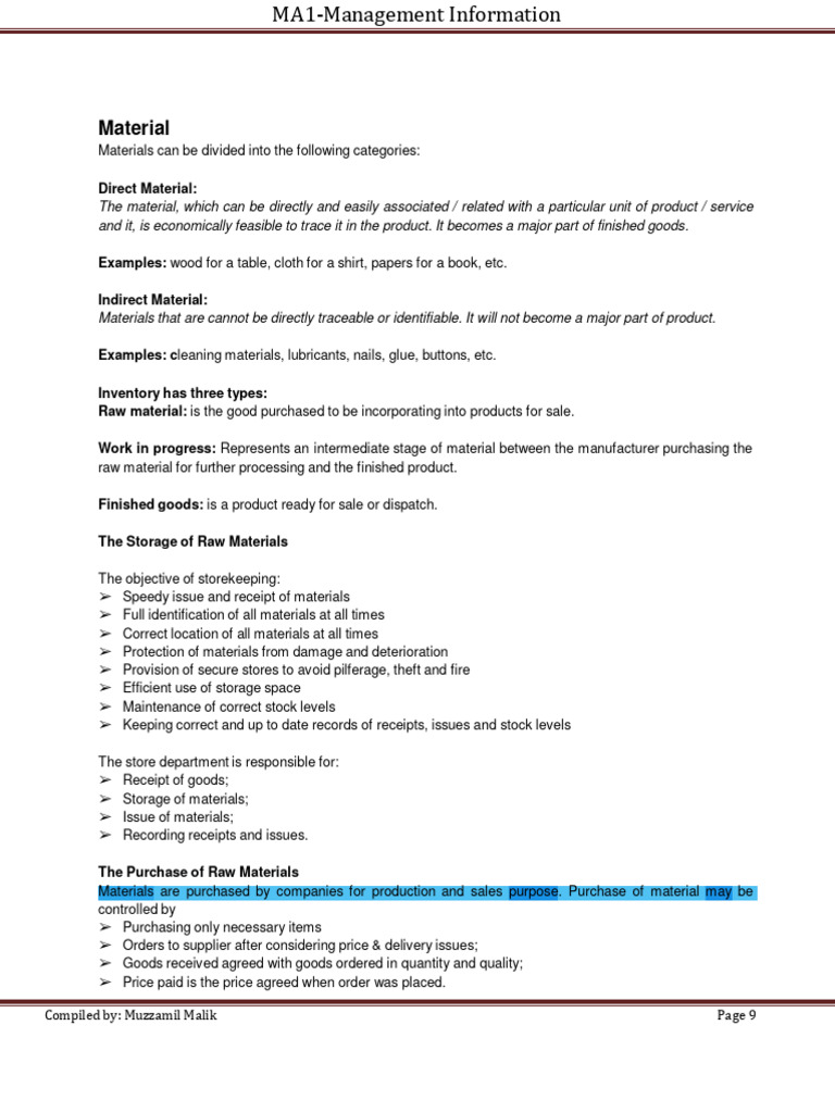 Material Management & Documentation | PDF