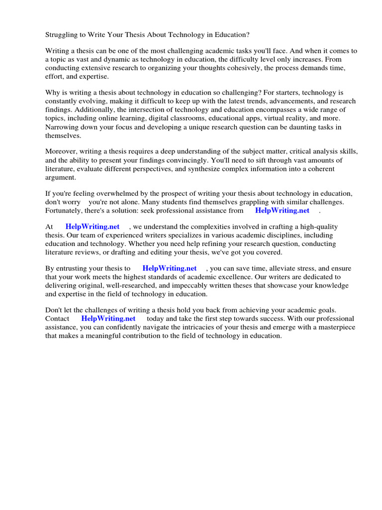 Thesis About Technology In Education Pdf