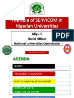 The Role of SERVICOM in Universities UDUS