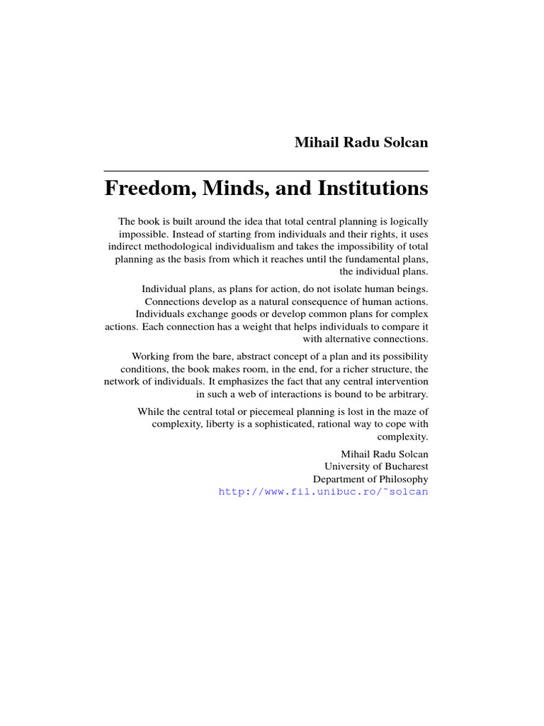 Freedom and Planning in Philosophy | PDF | Free Will | Causality