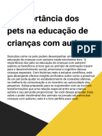 A Importância Dos Pets Na Educação de Crianças Com Autismo