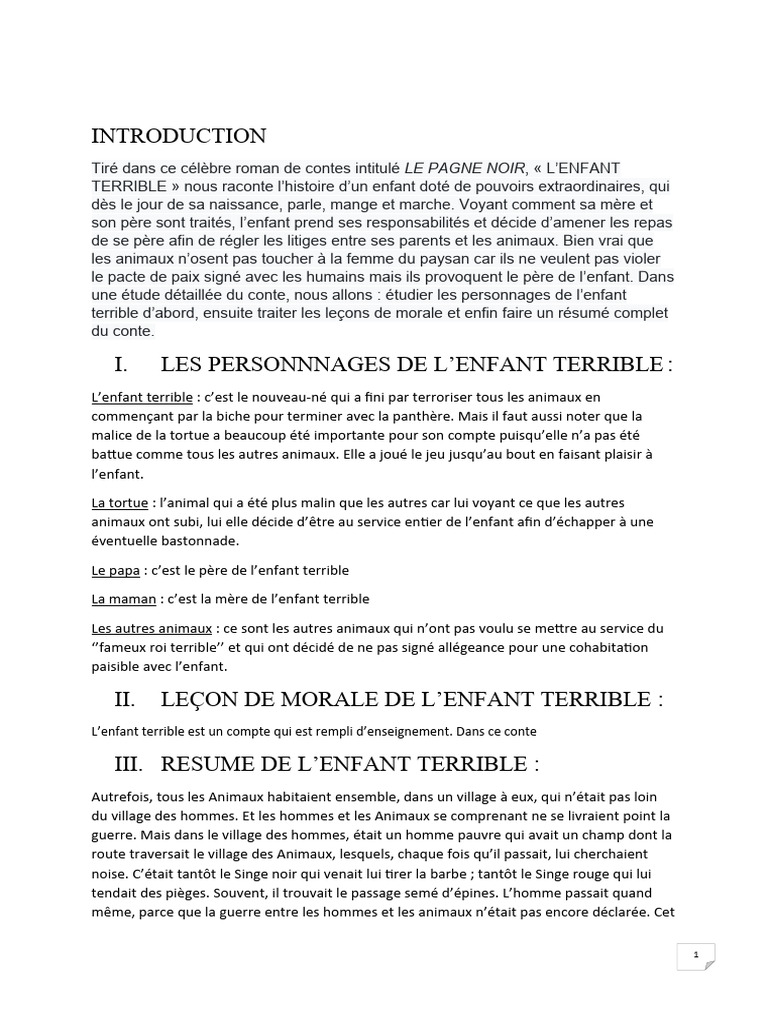 Introduction L'enfant Terrible | PDF