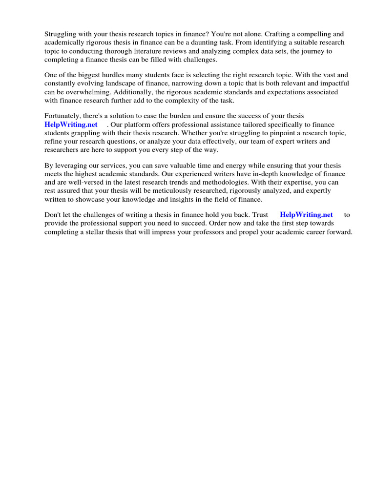 Academic Research Topics In Finance