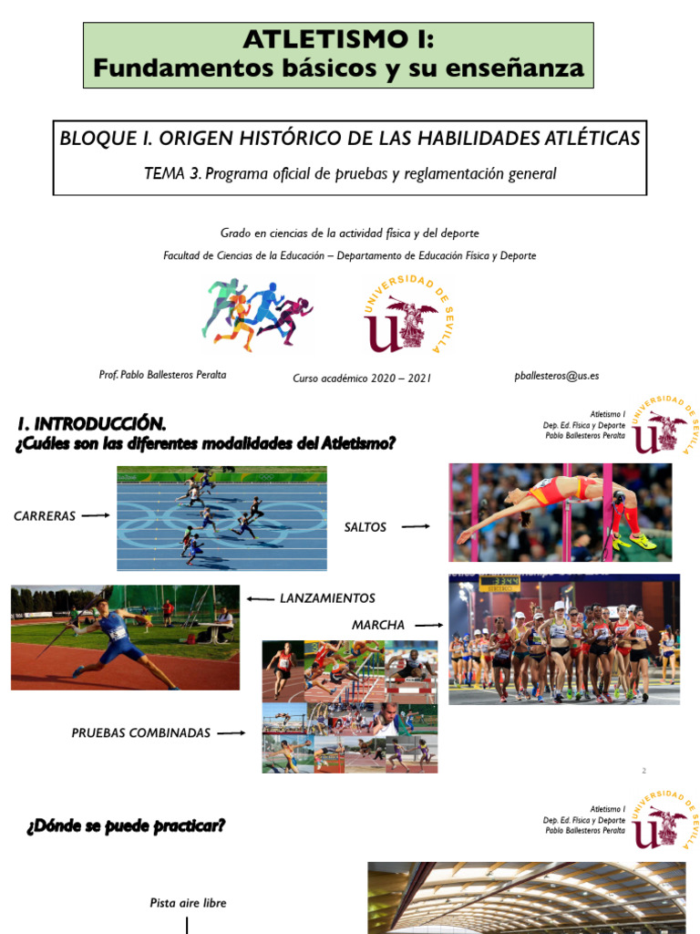 T3. Pruebas y Reglamento Del Atletismo | PDF | Deporte del atletismo ...