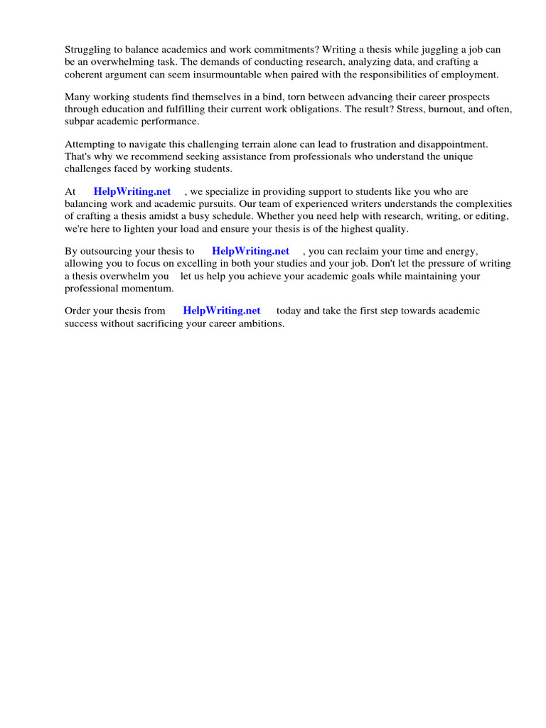 Thesis About Working Students | PDF | Thesis | Essays