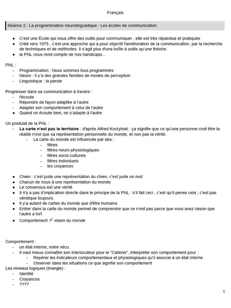 PNL et AT : Outils de communication efficaces | PDF | Programmation ...