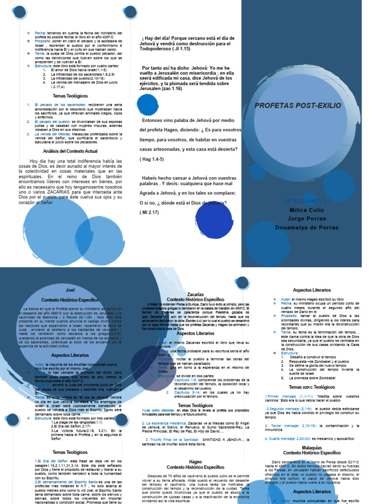 Triptico Sobre Los Profetas Post Exilio Pdf Templo En Jerusalén