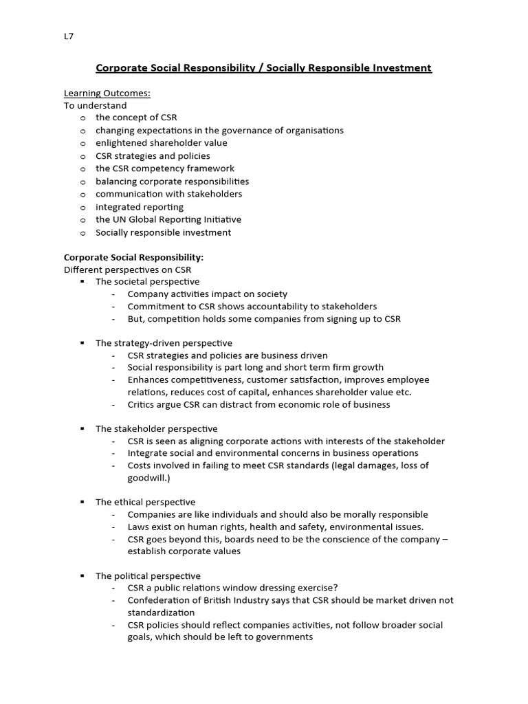 L8 Corporate Social Responsibility | PDF | Corporate Social ...