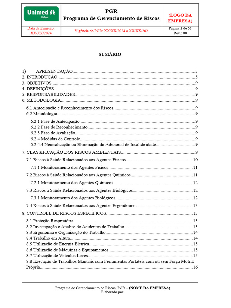 Programa de Gerenciamento de Riscos PGR | PDF | Fatores humanos e ...
