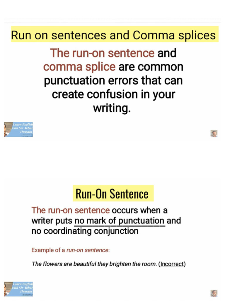 Run On Sentences | PDF