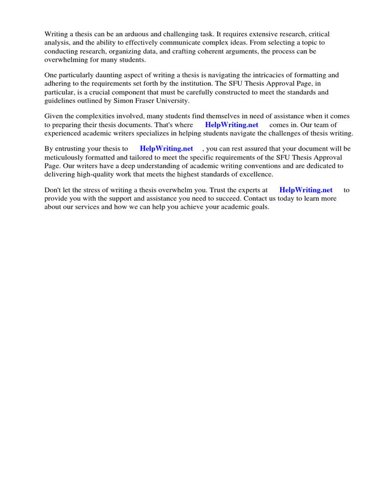 Sfu Thesis Approval Page Pdf Thesis