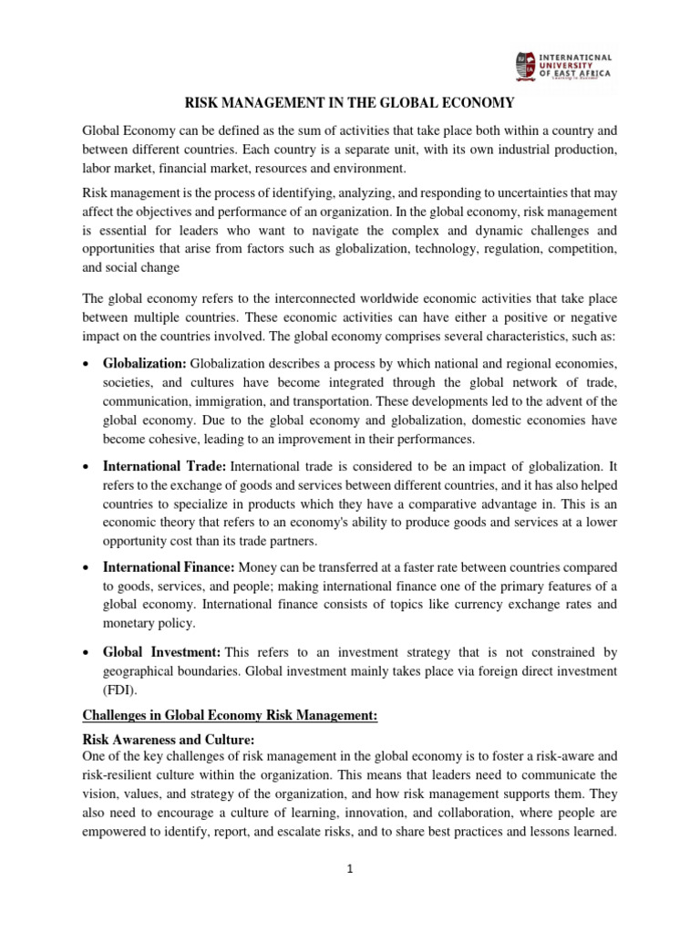 Global Risk Management in Economy | PDF | Risk Management | Risk