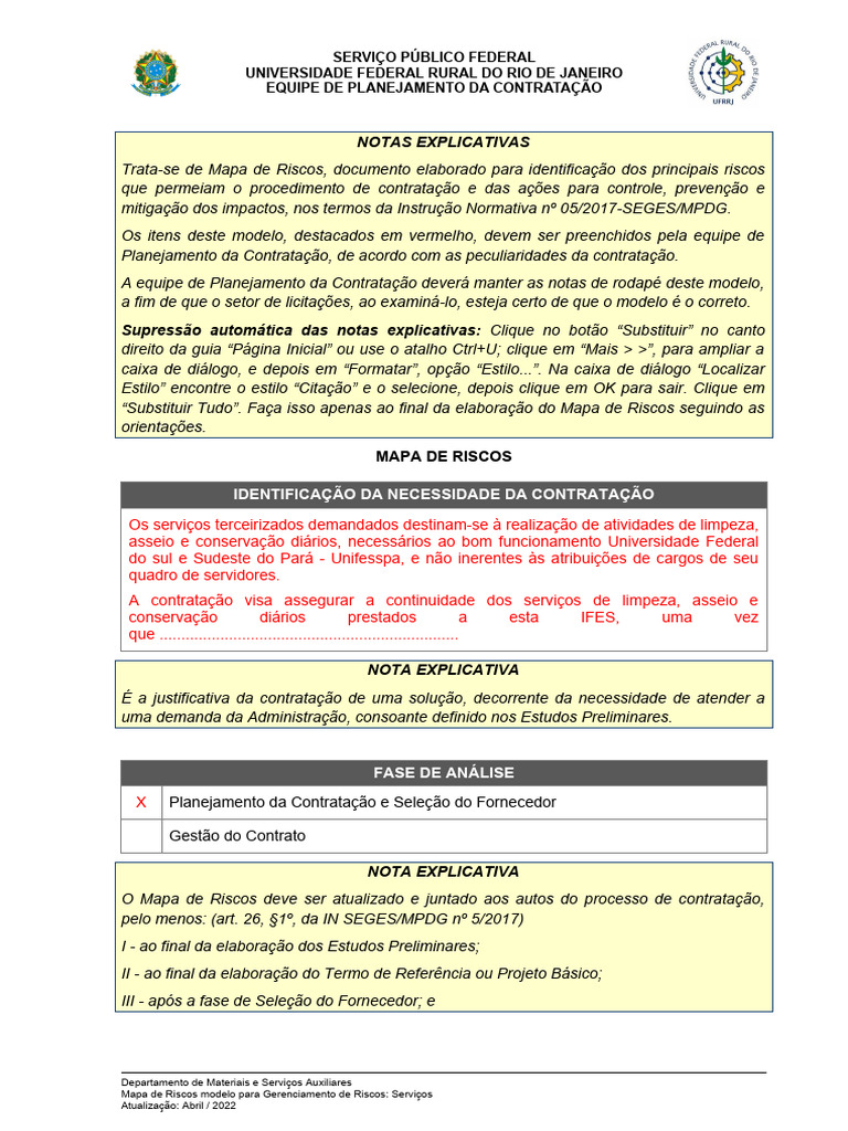 Mapa de Riscos para Contratações Públicas | PDF | Planejamento | Risco