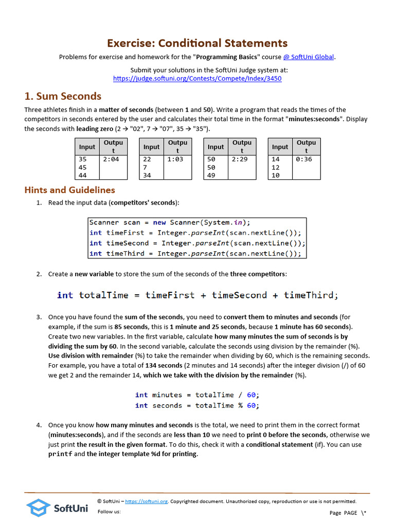02.3 PB-Java-Conditional-Statements-Exercise | PDF | Central Processing ...