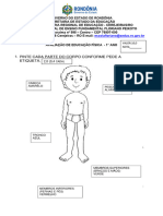 Avaliação Educação Física 1° Ano