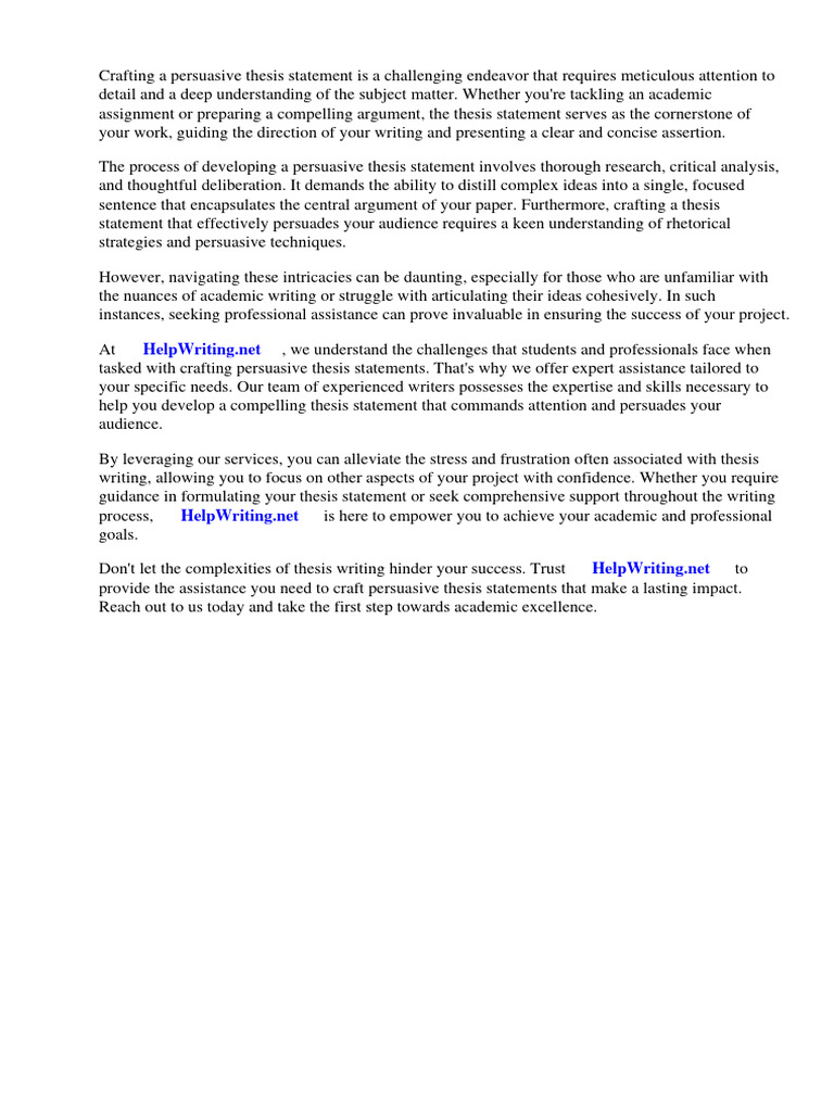Persuasive Thesis Statement Format PDF Essays Thesis